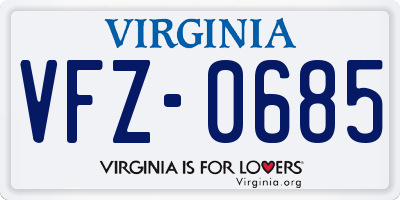 VA license plate VFZ0685