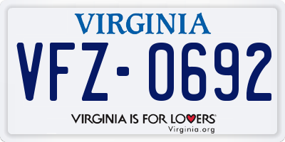 VA license plate VFZ0692