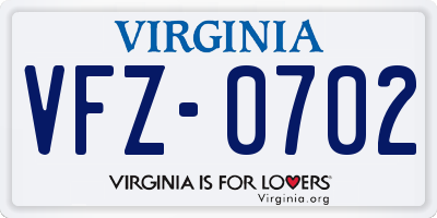 VA license plate VFZ0702