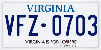 VA license plate VFZ0703