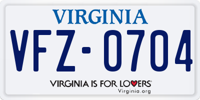 VA license plate VFZ0704