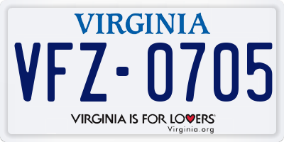 VA license plate VFZ0705