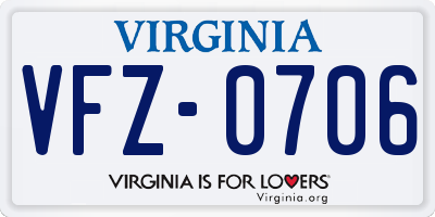 VA license plate VFZ0706