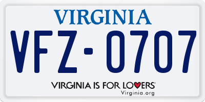 VA license plate VFZ0707