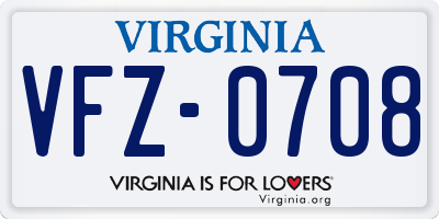VA license plate VFZ0708