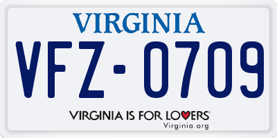 VA license plate VFZ0709