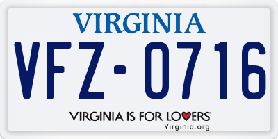 VA license plate VFZ0716