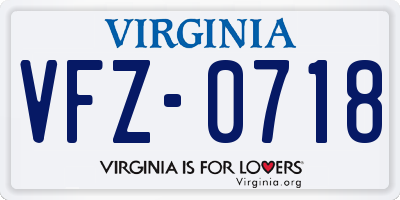 VA license plate VFZ0718