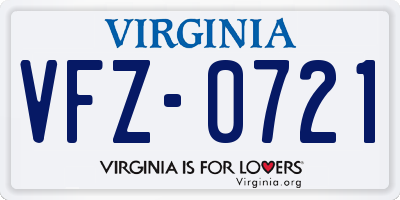 VA license plate VFZ0721