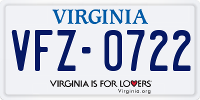 VA license plate VFZ0722