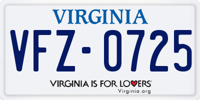 VA license plate VFZ0725