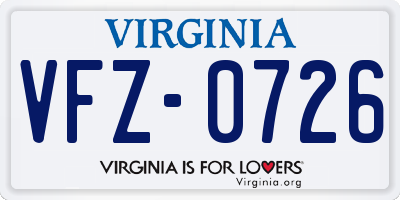 VA license plate VFZ0726
