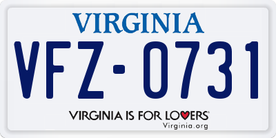 VA license plate VFZ0731