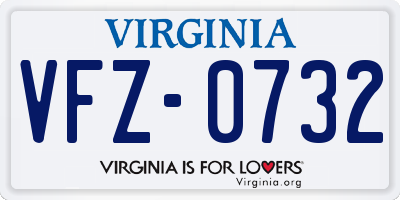 VA license plate VFZ0732