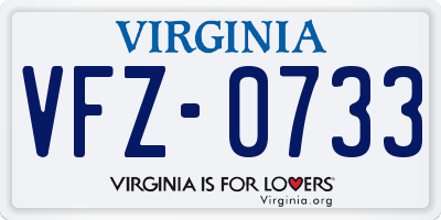 VA license plate VFZ0733