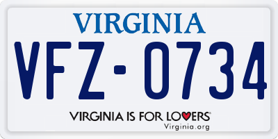 VA license plate VFZ0734