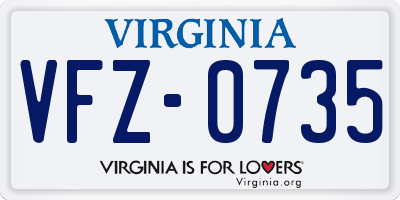 VA license plate VFZ0735