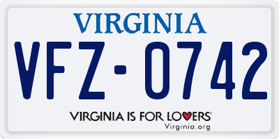 VA license plate VFZ0742