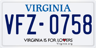 VA license plate VFZ0758