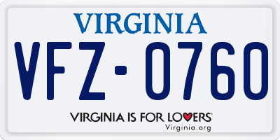 VA license plate VFZ0760