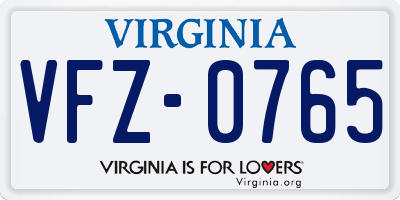 VA license plate VFZ0765