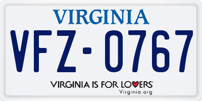 VA license plate VFZ0767
