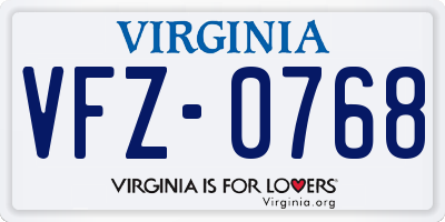 VA license plate VFZ0768