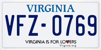 VA license plate VFZ0769
