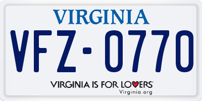 VA license plate VFZ0770