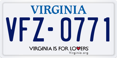 VA license plate VFZ0771