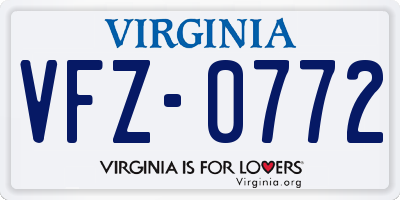 VA license plate VFZ0772