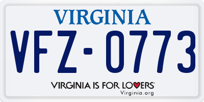 VA license plate VFZ0773