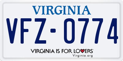 VA license plate VFZ0774