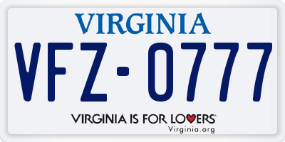 VA license plate VFZ0777