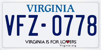 VA license plate VFZ0778