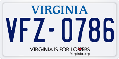 VA license plate VFZ0786