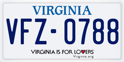 VA license plate VFZ0788