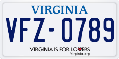 VA license plate VFZ0789