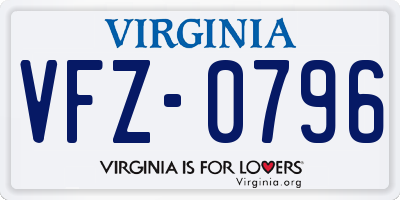 VA license plate VFZ0796