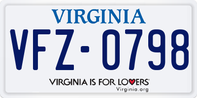 VA license plate VFZ0798