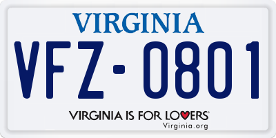 VA license plate VFZ0801