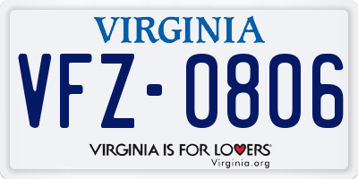 VA license plate VFZ0806