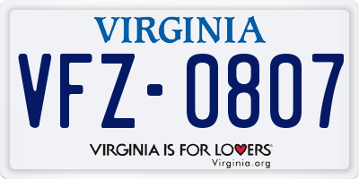 VA license plate VFZ0807