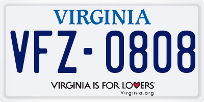 VA license plate VFZ0808