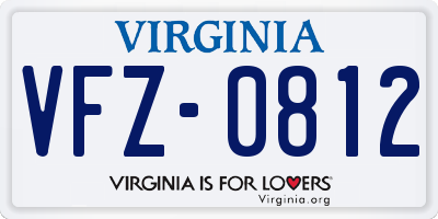 VA license plate VFZ0812