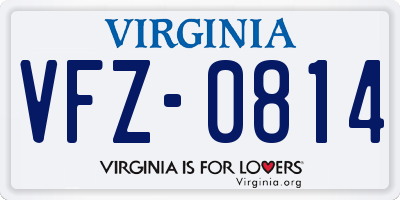 VA license plate VFZ0814