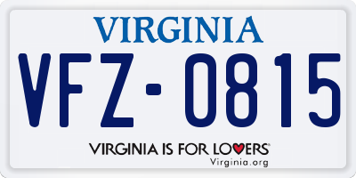 VA license plate VFZ0815