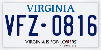 VA license plate VFZ0816