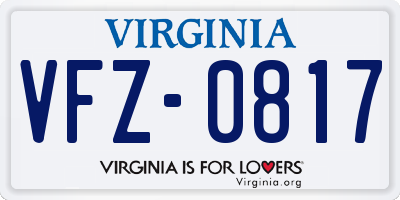 VA license plate VFZ0817