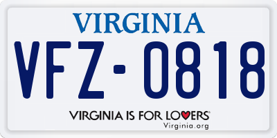 VA license plate VFZ0818